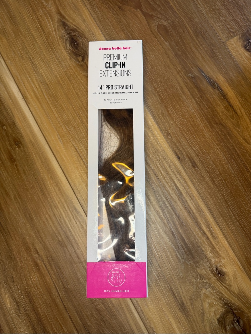 Donna Bella Hair 14" Pro Straight Clip-In Extensions - Dark Chestnut/Medium Ash
